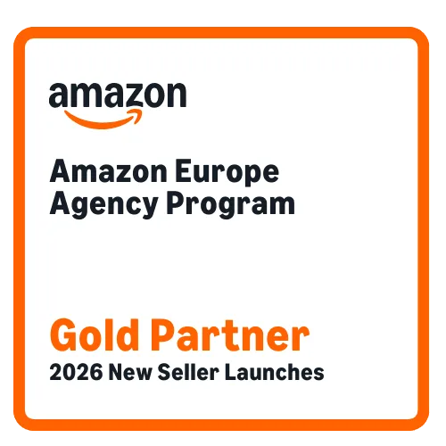 Badge Amazon Europe Agency Program - Gold Partner 2026 New Seller Launches