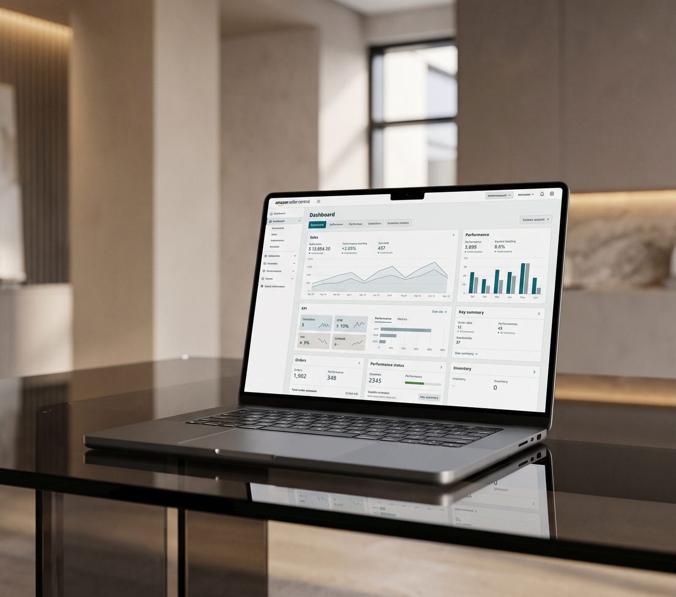 Lavora con noi 8 Dettaglio di una postazione di lavoro con dashboard e-commerce sullo schermo