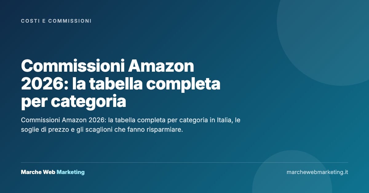 Commissioni Amazon 2026: la tabella completa per categoria